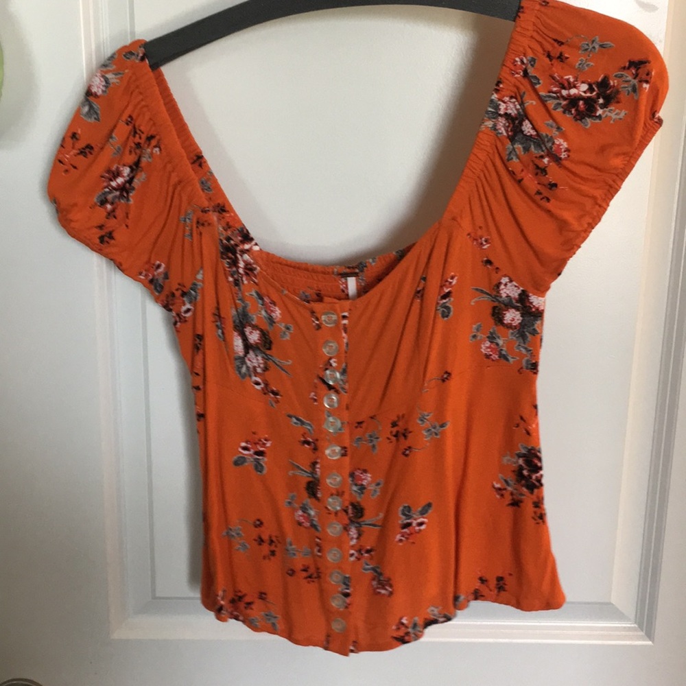 Free people orange floral blouse
